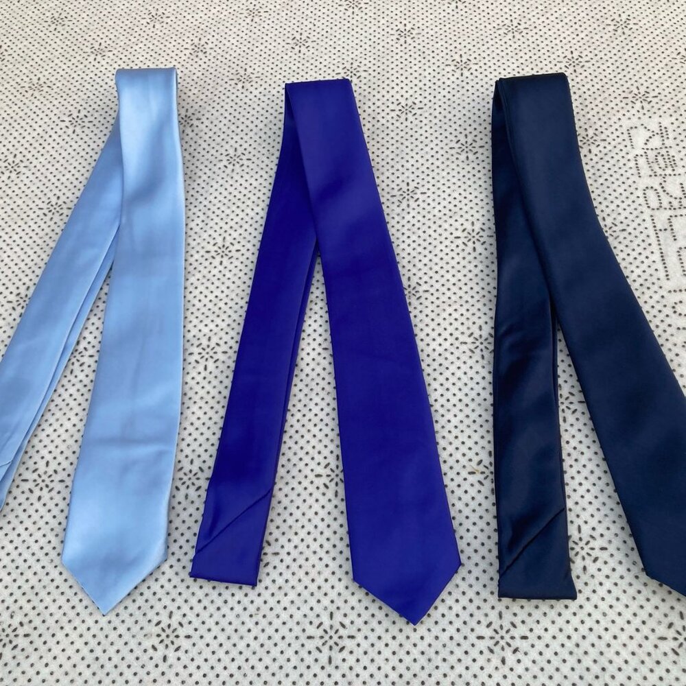 Lot of 3 Skinny Men Ties Neckties Men Fashion Ties Navy, Blue and Sky Blue - Picture 7 of 7
